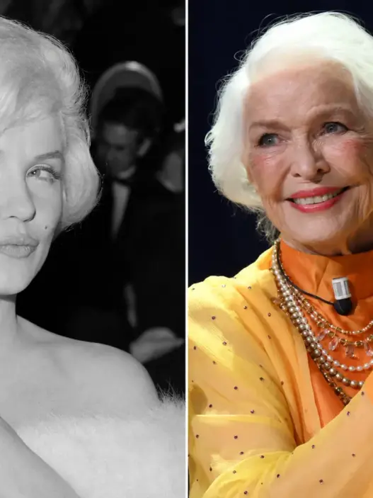 Marilyn Monroe holding a Golden Globe beside Ellen Burstyn receiving the Golden Lion at the Venice Film Festival
