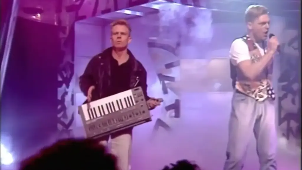 Erasure performing Stop on Top of the Pops in January 1989