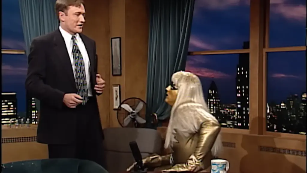 Marlena and Goldust on Late Night with Conan O’Brien in March 1996