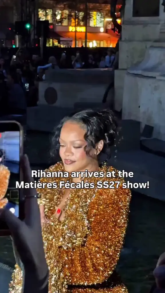 Rihanna at Paris Fashion Week for Matières Fécales Spring 2027