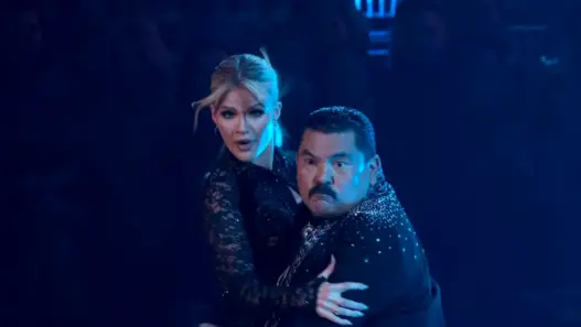 Guillermo Rodriguez and Witney Carson performing a paso doble on Dancing with the Stars