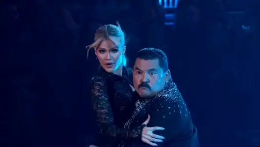 Guillermo Rodriguez and Witney Carson performing a paso doble on Dancing with the Stars