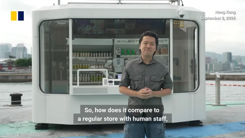 Galbot humanoid robot inside a Hong Kong automated convenience store