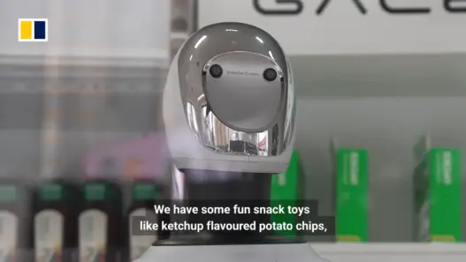 Galbot humanoid robot working inside one of Hong Kong’s new robot-operated convenience stores