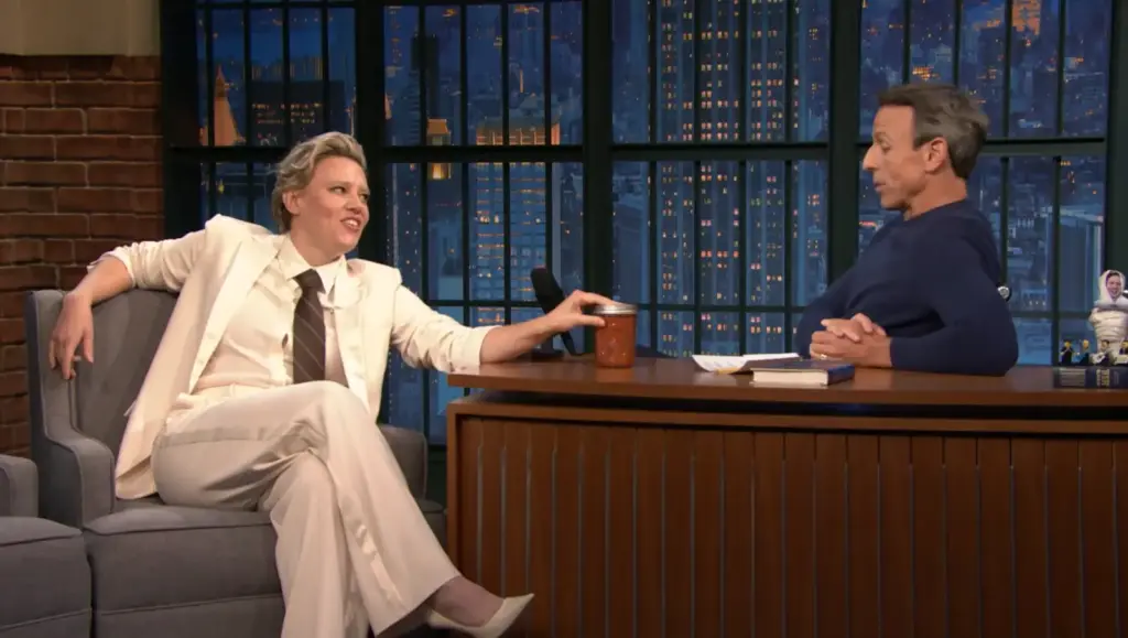 Kate McKinnon during her Late Night with Seth Meyers interview