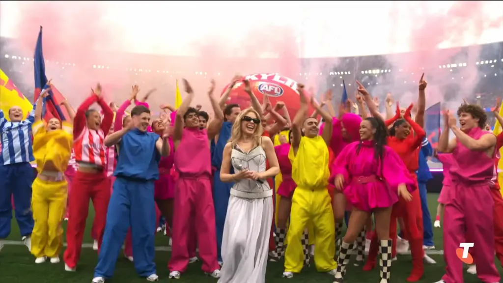Dom Dolla during Kylie Minogue’s 2026 AFL Grand Final performance