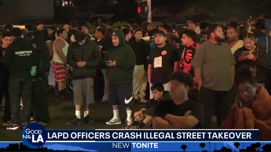 Image from FOX 11’s report on the Harbor Gateway street takeover crackdown