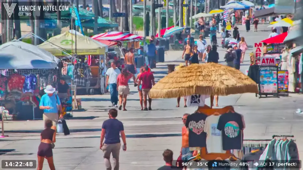 Venice Beach live camera image during Los Angeles weather in September 2026