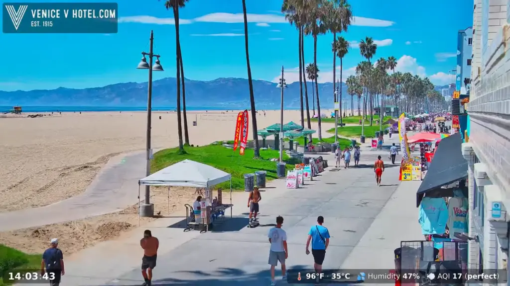 Venice Beach live camera image from the September 2026 Los Angeles weather pattern