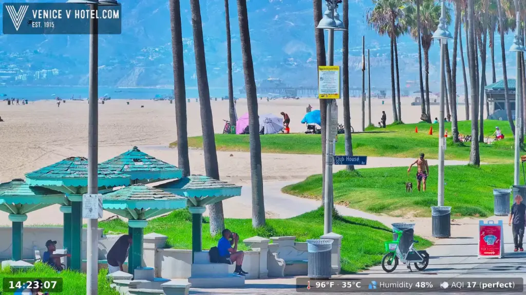 Venice Beach live camera image included in INYIM’s Los Angeles heat and humidity report