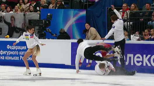 Vasilisa Kaganovskaya and Maxim Nekrasov during the 2026 warm-up collision