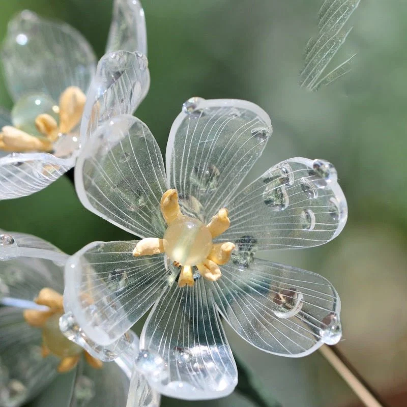 My Rain Garden Diphylleia skeleton flower hair pin inspired by the plant