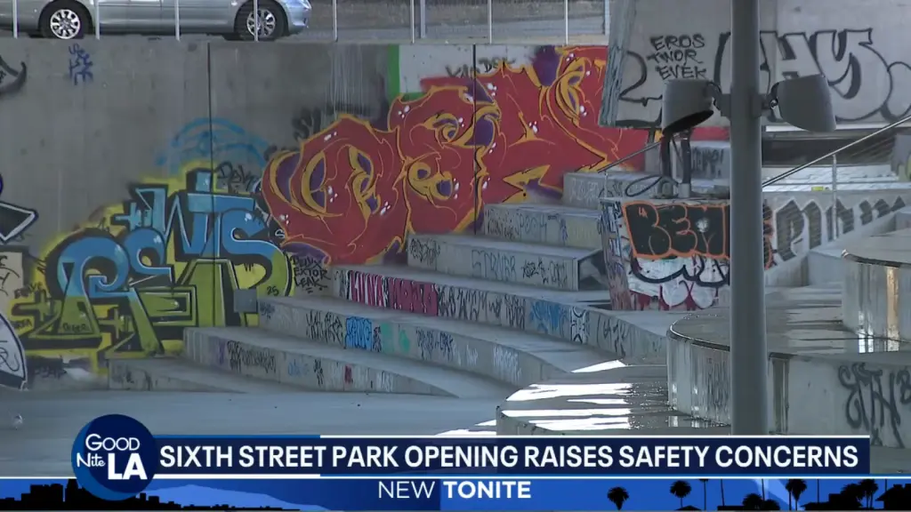 Sixth Street PARC public space shown in FOX 11 Los Angeles coverage
