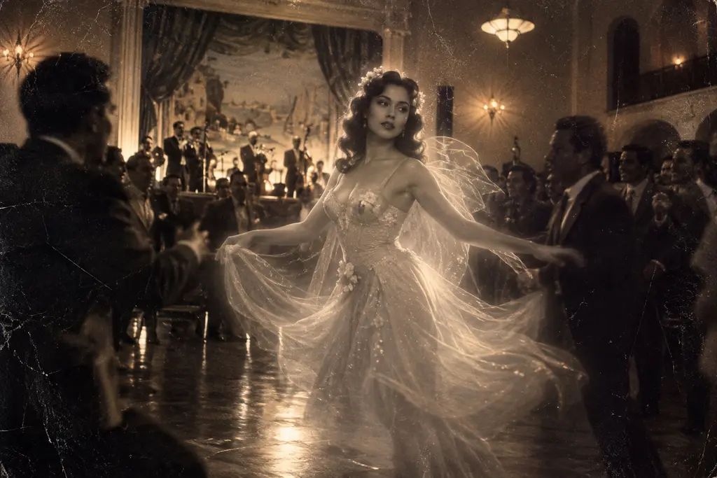 Historical visualization of the ghostly woman said to have danced at Pontrelli's Ballroom in Boyle Heights