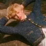 Quinn McLachlan in a sparkling Dior tweed cardigan for the Winter 2026 Between Worlds editorial