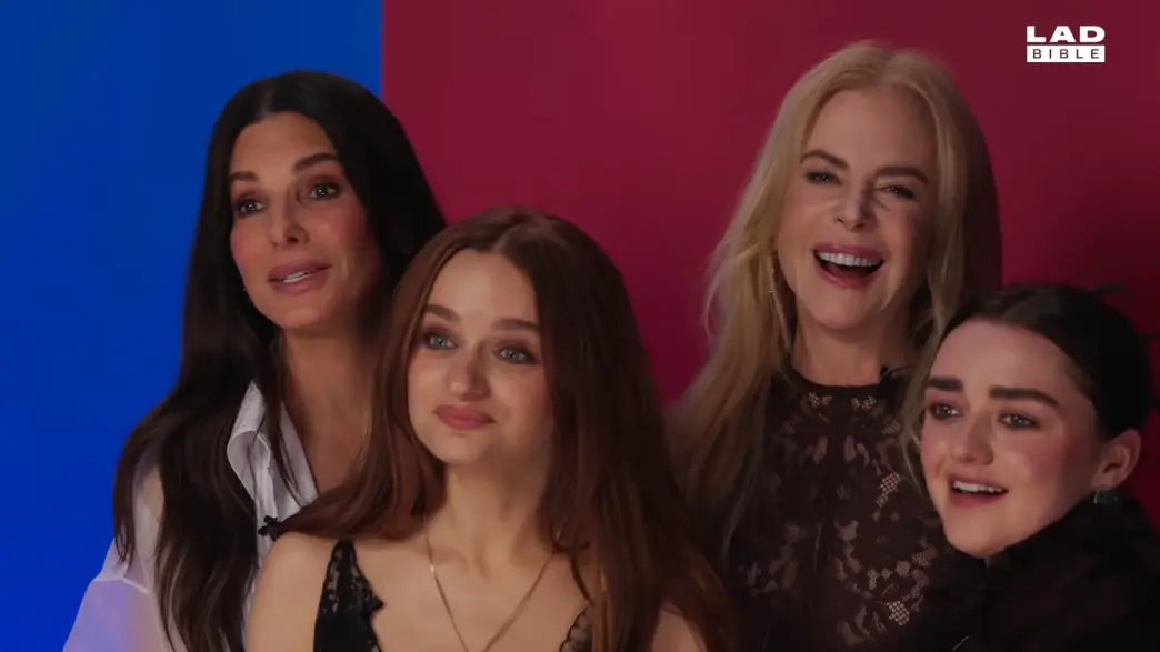 Sandra Bullock, Nicole Kidman, Joey King and Maisie Williams during LADbible Entertainment's Would You Rather game