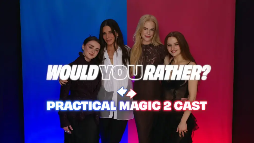 Sandra Bullock, Nicole Kidman, Joey King and Maisie Williams during LADbible Entertainment's Would You Rather game