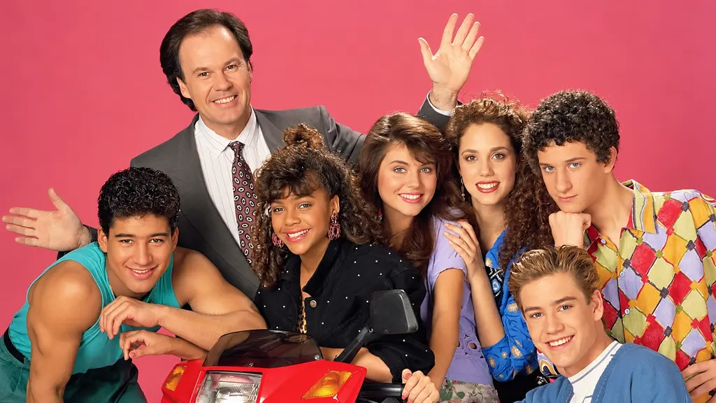 Dennis Haskins as Mr. Belding with the Saved by the Bell cast