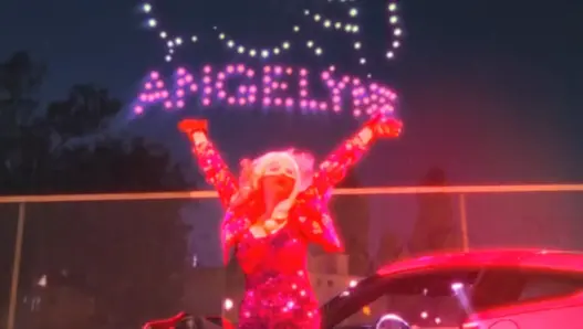 Angelyne SKYAD drone billboard launch in Los Angeles