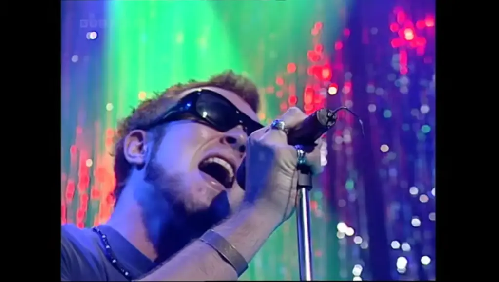 Stone Temple Pilots during their 1993 Top of the Pops performance of Plush