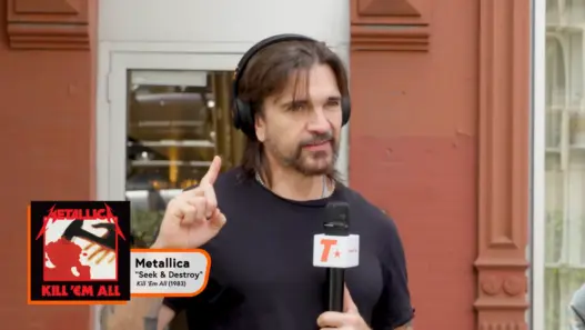 Juanes appearing on Track Star testing his music knowledge