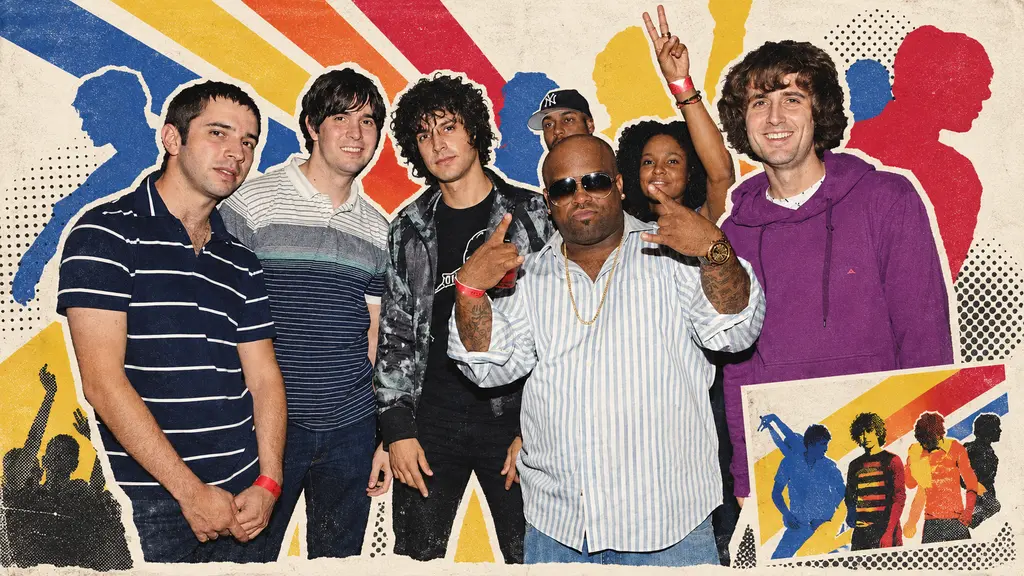 The Rapture with CeeLo Green in a retro collage inspired by the Pieces of the People We Love era.