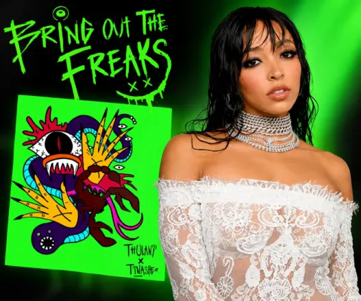 Tinashe with artwork for Thulani featuring Tinashe’s Bring Out the Freaks