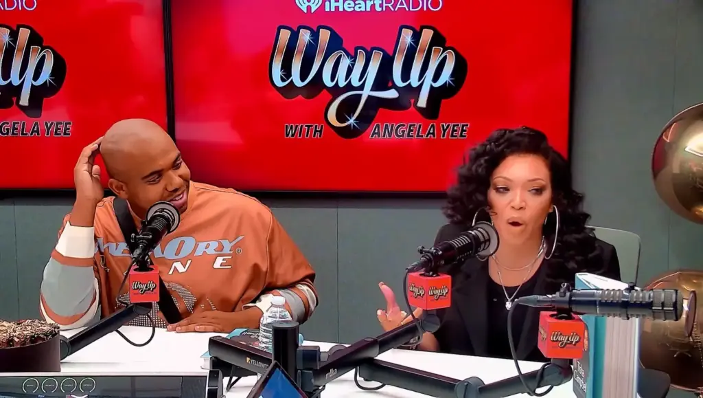Tisha Campbell and her son Xen during their Way Up With Angela Yee interview