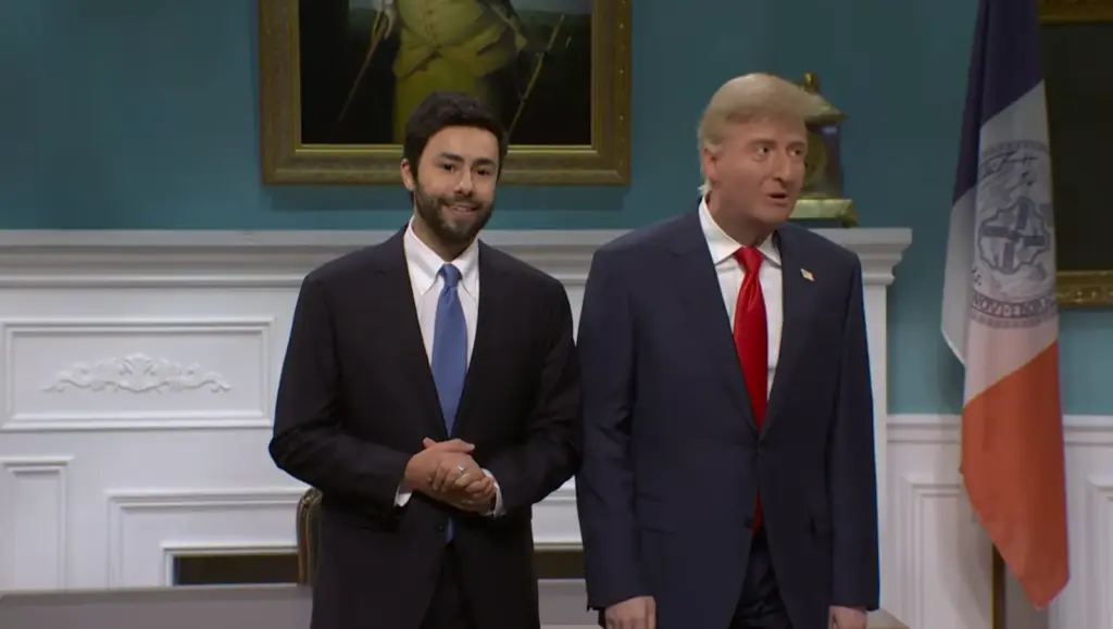 Still from SNL's Trump and Zohran Mamdani cold open