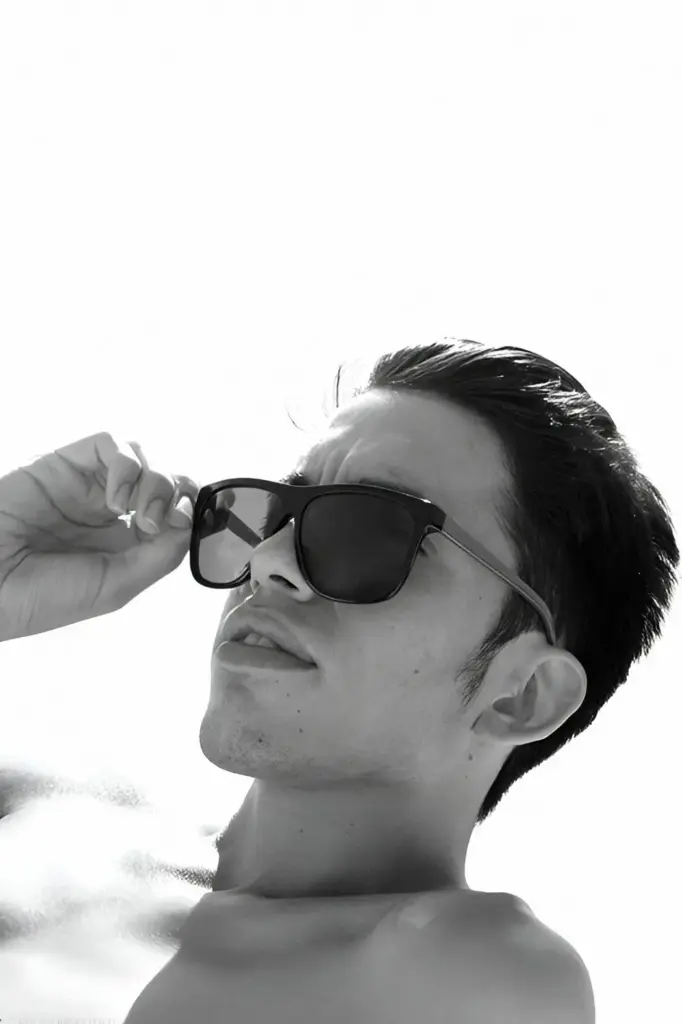Anthony De La Cruz in a beach fashion portrait photographed by Cary James Lockwood