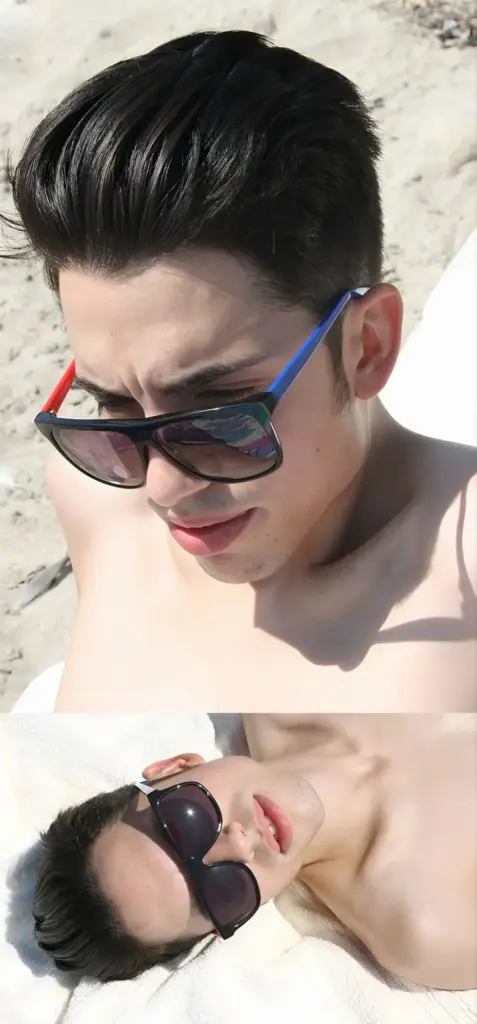 Anthony De La Cruz in a beach fashion portrait photographed by Cary James Lockwood