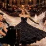 Alicia Keys performs at the piano as Jennifer Lopez and Cardi B take the runway at Vogue World Milano.
