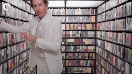 Wes Anderson inside Criterion’s Mobile Closet at the Hollywood Bowl