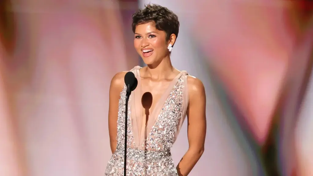 Zendaya presenting onstage at the 2026 Emmy Awards