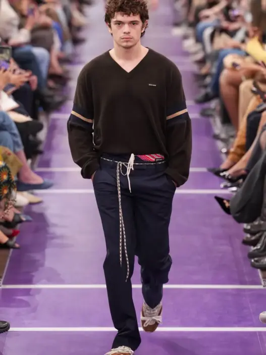 Noah Jupe walking the Miu Miu Spring Summer 2027 runway in Paris