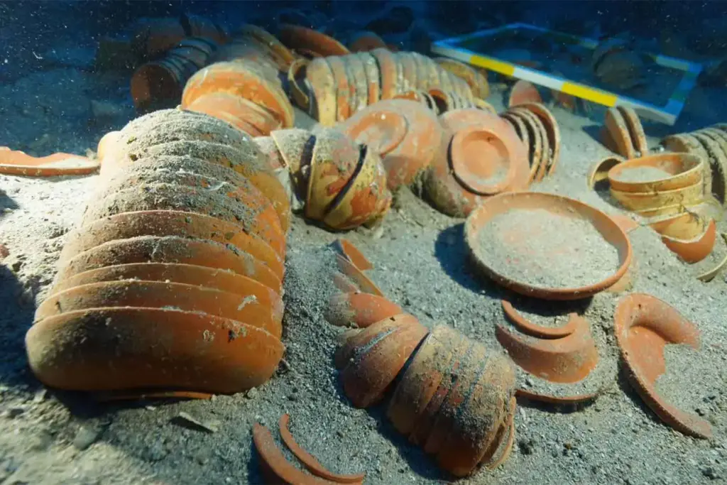 Ceramic tableware recovered from a 2,100-year-old shipwreck off Antalya, Türkiye
