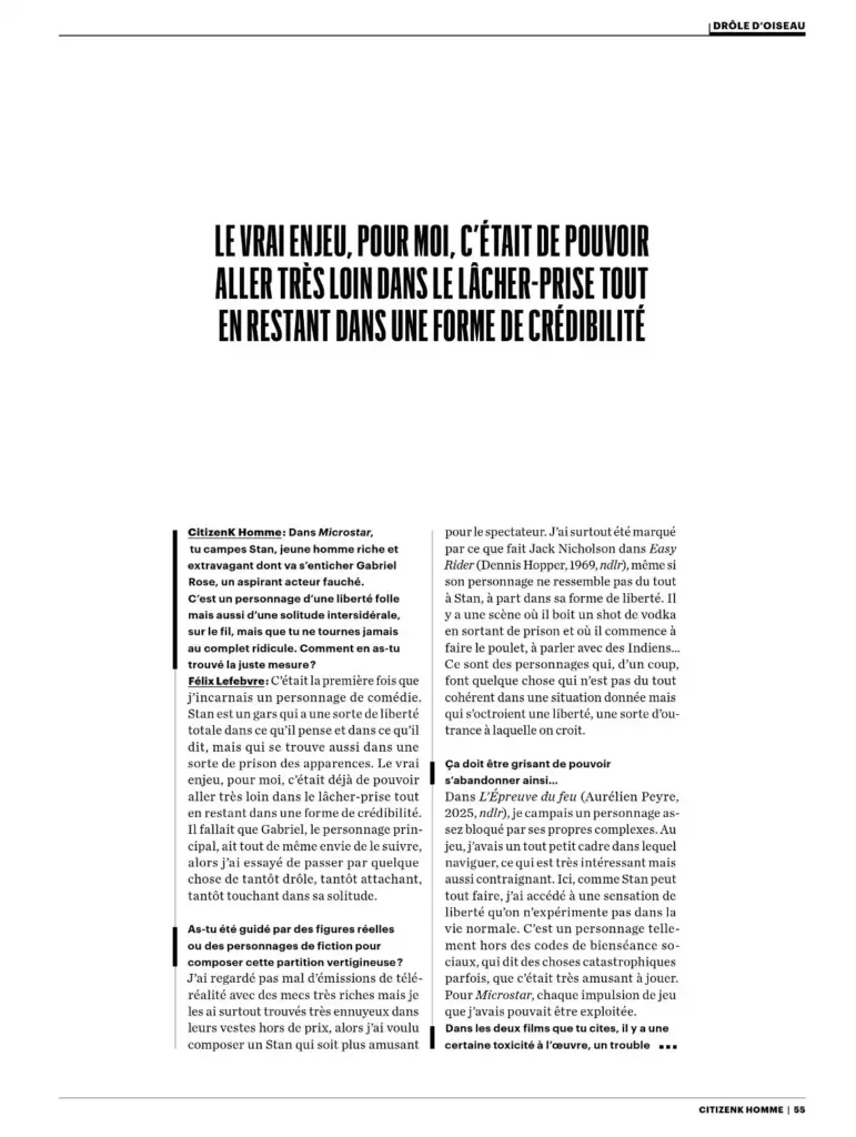 Félix Lefebvre in a fashion portrait for Citizen K Homme