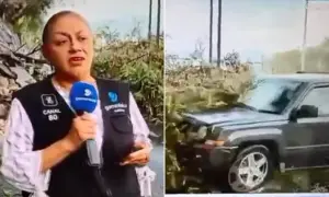 Big Woopsies! SUV Spins Out, Crashing Onto Live Reporter On Mexican Highway
