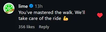 Instagram comment on Naomi Campbell's Paris bike post