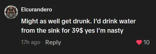 TikTok comment joking about getting free water from the medical tent after the Los Angeles Coliseum water-price post