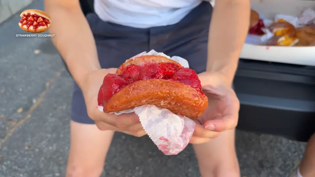 Max and Armand at the Donut Man stop during their Los Angeles donut tour