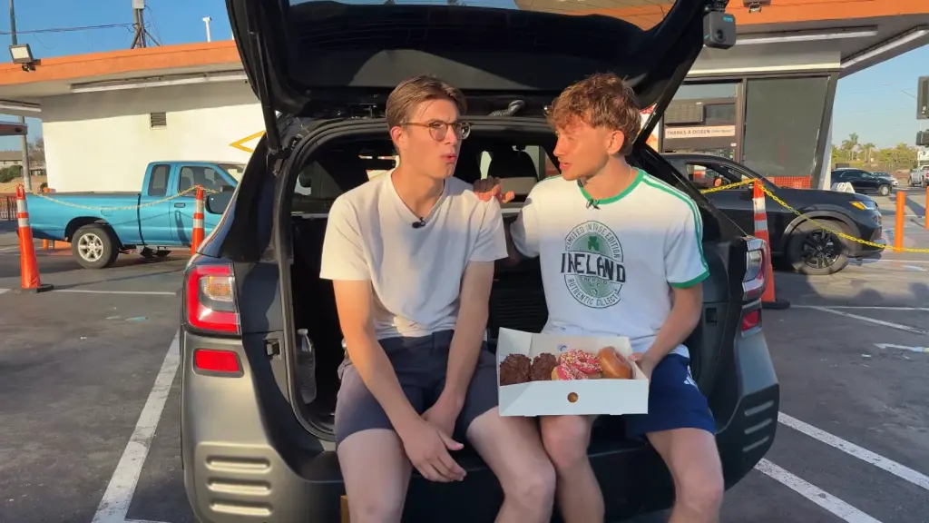 Max and Armand sampling American donuts in Los Angeles