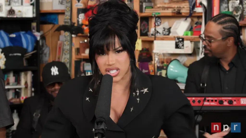 Cardi B in her NPR Music Tiny Desk Concert performance, October 2026
