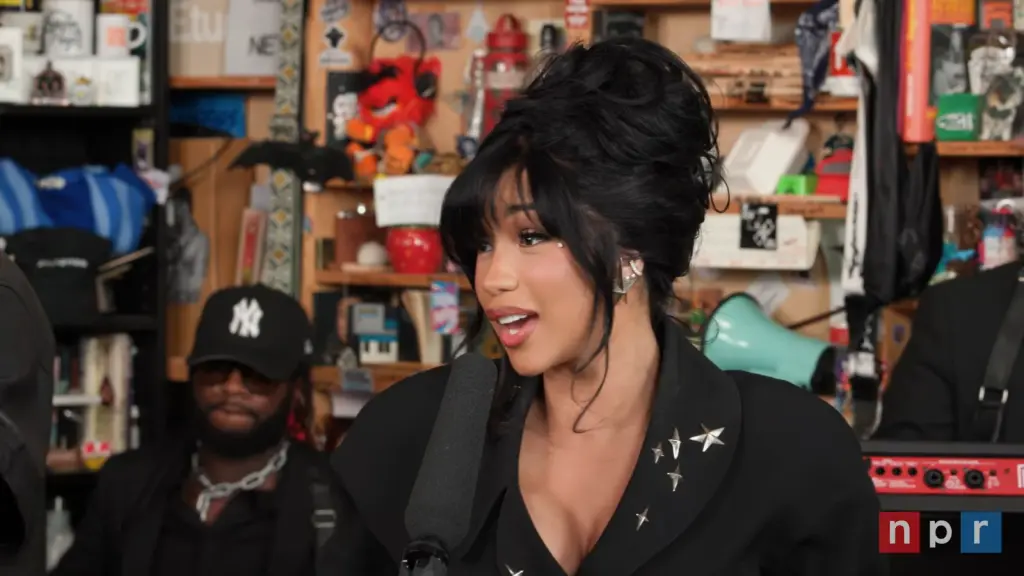Cardi B in her NPR Music Tiny Desk Concert performance, October 2026