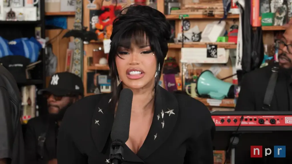 Cardi B in her NPR Music Tiny Desk Concert performance, October 2026