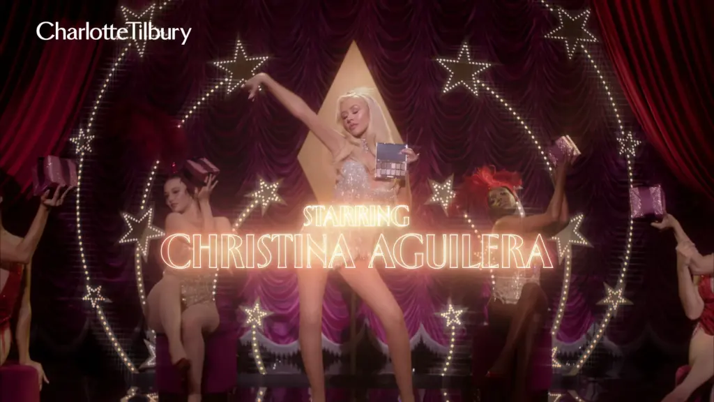 Still from Charlotte Tilbury's 2026 Hollywood Holiday Wonderland video