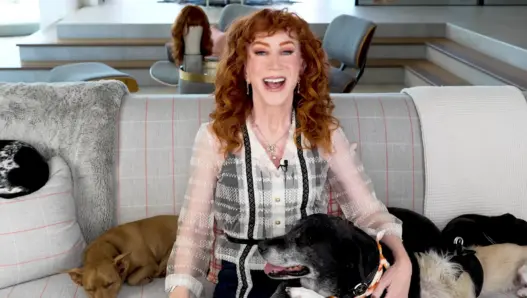 Kathy Griffin during an episode of Talk Your Head Off