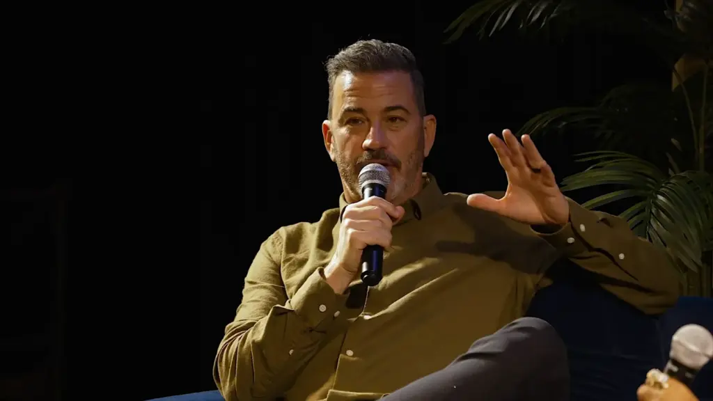 Luenell and Jimmy Kimmel during the Hey Luenell live podcast episode