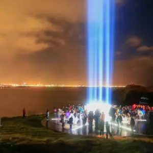 John Lennon ’s 86th Bday, Yoko Ono ’s IMAGINE PEACE TOWER Lights Up On Viðey Island In Iceland For 19th Year