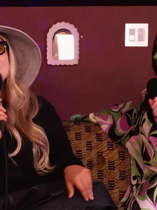 Raven-Symoné and Miranda Maday wearing Halloween costumes during their Tea Time podcast special with Kyle Massey